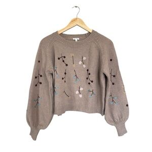 Embroidered Puff Sleeve Sweater